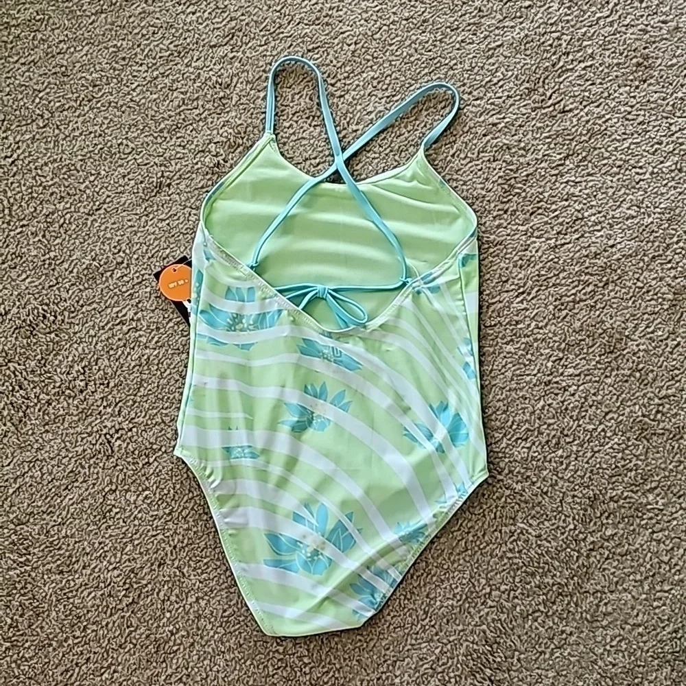 Girls One-Piece Wavy Floral Swimsuit UPF 50+